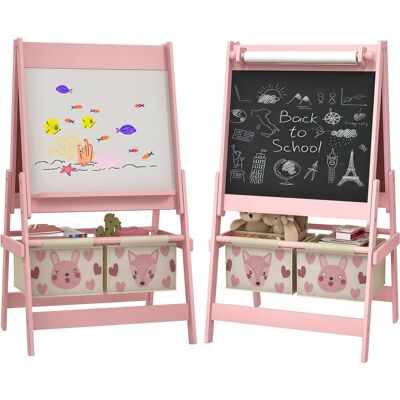 Qaba - Art Easel for Kids with Paper Roll, Blackboard, Whiteboard Qaba - Art Easel for Kids with Paper Roll, Blackboard, Whiteboard