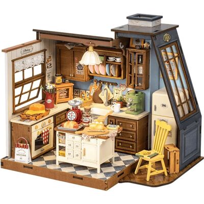 Robotime - Rolife Handmade Puzzles Kit DG172 Baking Kitchen Model Kit 3D Wooden DIY Miniature House - Brown Robotime - Rolife Handmade Puzzles Kit DG172 Baking Kitchen Model Kit 3D Wooden DIY Miniature House - Brown