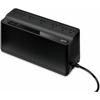 APC - UPS Battery Backup, 600VA/330W, Tower/Wall Mount, 7 Outlets, LED Indicator, USB-A port - Black APC - UPS Battery Backup, 600VA/330W, Tower/Wall Mount, 7 Outlets, LED Indicator, USB-A port - Black