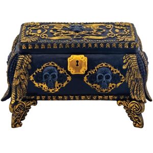 Pacific Trading - Gold and Skull Jewelry Trinket Keepsake Holder Box Container with Mirror Inside 4 x 2.25 inch - Black Pacific Trading - Gold and Skull Jewelry Trinket Keepsake Holder Box Container with Mirror Inside 4 x 2.25 inch - Black