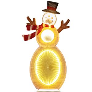 Costway - 2.6 FT Lighted Snowman with 105 Built-in LED Lights Metal Stand Zip Tie Stakes - White Costway - 2.6 FT Lighted Snowman with 105 Built-in LED Lights Metal Stand Zip Tie Stakes - White