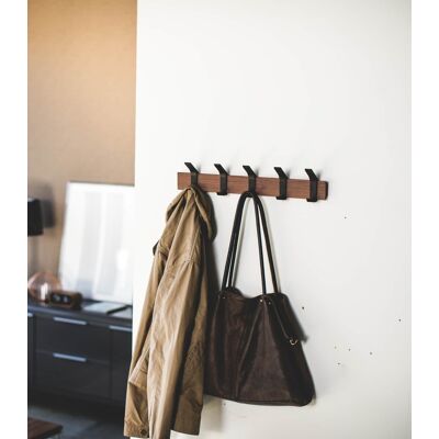 Yamazaki Home - Wall-Mounted Coat Rack - Steel + Wood - Walnut Yamazaki Home - Wall-Mounted Coat Rack - Steel + Wood - Walnut