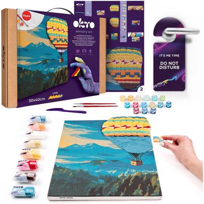 OKTO - 3D Paint by Number Canvas Kit Hot Air Balloon, 11.8" x 15.7" OKTO - 3D Paint by Number Canvas Kit Hot Air Balloon, 11.8" x 15.7"