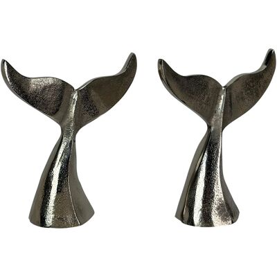 Things2Die4 - Decorative Whale Tail Bookends Set of 2 Cast Aluminum 7 In - Silver Things2Die4 - Decorative Whale Tail Bookends Set of 2 Cast Aluminum 7 In - Silver