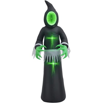 Homcom - 8ft Inflatable Halloween Decoration Mirror Face Ghost, Blow Up Outdoor LED Yard Display, Waterproof - Black Homcom - 8ft Inflatable Halloween Decoration Mirror Face Ghost, Blow Up Outdoor LED Yard Display, Waterproof - Black