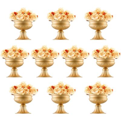 VEVOR - 10PCS 16cm/6.3” Tall Wedding Flower Vase, Metal Wedding Centerpiece, Gold Floral Arrangement Stand Display Rack - French Gold VEVOR - 10PCS 16cm/6.3” Tall Wedding Flower Vase, Metal Wedding Centerpiece, Gold Floral Arrangement Stand Display Rack - French Gold