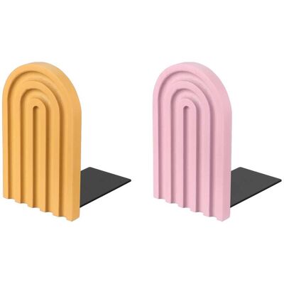 Unique Bargains - 2pcs Boho Arch Bookends, Non-Skid Wood Book Ends Rainbow Wooden, for Shelves Book Stopper Stand, for Home Library Decor - Pink/Yellow Unique Bargains - 2pcs Boho Arch Bookends, Non-Skid Wood Book Ends Rainbow Wooden, for Shelves Book Stopper Stand, for Home Library Decor - Pink/Yellow