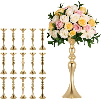 VEVOR - 16 PCS Wedding Flower Vase, 15 in Tall Flower Table Centerpieces, Crystal Banquet Vases Easy Installation - Gold VEVOR - 16 PCS Wedding Flower Vase, 15 in Tall Flower Table Centerpieces, Crystal Banquet Vases Easy Installation - Gold