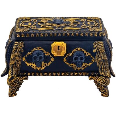 Pacific Trading - Gold and Skull Jewelry Trinket Keepsake Holder Box Container with Mirror Inside 4 x 2.25 inch - Black Pacific Trading - Gold and Skull Jewelry Trinket Keepsake Holder Box Container with Mirror Inside 4 x 2.25 inch - Black