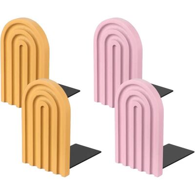 Unique Bargains - 4pcs Boho Arch Bookends, Non-Skid Wood Book Ends Rainbow Wooden, for Shelves Book Stopper Stand, for Home Library Decor - Pink/Yellow Unique Bargains - 4pcs Boho Arch Bookends, Non-Skid Wood Book Ends Rainbow Wooden, for Shelves Book Stopper Stand, for Home Library Decor - Pink/Yellow