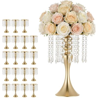 VEVOR - 20 PCS Wedding Flower Vase, 13.2 in Tall Flower Table Centerpieces, Crystal Banquet Vases Easy Installation - Gold VEVOR - 20 PCS Wedding Flower Vase, 13.2 in Tall Flower Table Centerpieces, Crystal Banquet Vases Easy Installation - Gold