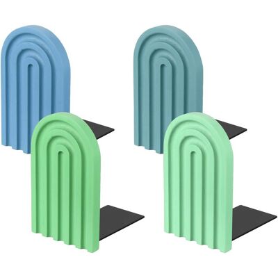Unique Bargains - 4pcs Boho Arch Bookends, Non-Skid Wood Book Ends Rainbow Wooden, for Shelves Book Stopper Stand, for Home Library Decor - Sky Blue/Light Blue/Green/Cyan Unique Bargains - 4pcs Boho Arch Bookends, Non-Skid Wood Book Ends Rainbow Wooden, for Shelves Book Stopper Stand, for Home Library Decor - Sky Blue/Light Blue/Green/Cyan