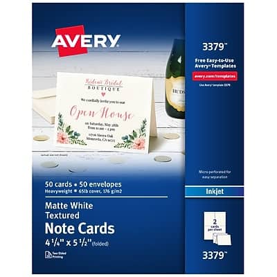 Avery - Textured Genral Use Note Cards, 50/Pack - White Avery - Textured Genral Use Note Cards, 50/Pack - White