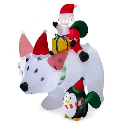 Costway - 7 FT Tall Inflatable Polar Bear with Penguin Gift Bags & Gift Box Shaking Head - Multicolor Costway - 7 FT Tall Inflatable Polar Bear with Penguin Gift Bags & Gift Box Shaking Head - Multicolor