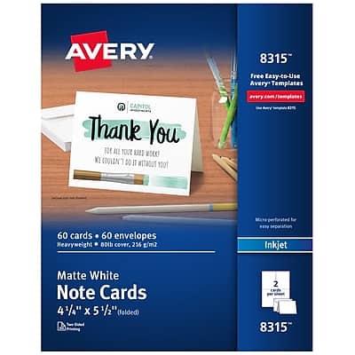 Avery - General Use Note Cards, 60/Pack - Matte White Avery - General Use Note Cards, 60/Pack - Matte White