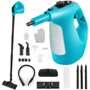Costway - 1400W Multipurpose Handheld Steam Cleaner Steam Mop with 14 Accessories - Blue Costway - 1400W Multipurpose Handheld Steam Cleaner Steam Mop with 14 Accessories - Blue