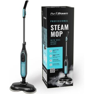 PurSteam - ScrubMaster Steam Mop with Dual Scrubbing Head, LED Headlights, Steam Control, Anti-Slip Swivel Head, Cable Holder - Black PurSteam - ScrubMaster Steam Mop with Dual Scrubbing Head, LED Headlights, Steam Control, Anti-Slip Swivel Head, Cable Holder - Black