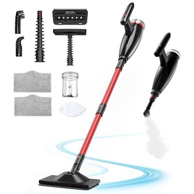 Teendow - 6-in-1 Steam Mop, Multi-Surface Steam Cleaner for Hardwood Floors & Carpet, Chemical-Free Cleaning with Attachments - Red Teendow - 6-in-1 Steam Mop, Multi-Surface Steam Cleaner for Hardwood Floors & Carpet, Chemical-Free Cleaning with Attachments - Red