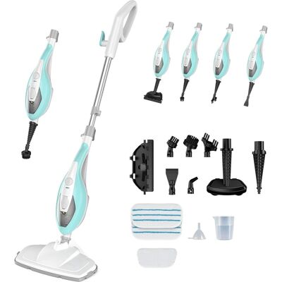 Sweet - 10-in-1 Steam Mop, 1550W Detachable Handheld Steam Cleaner for Floor Cleaning, 16FT Cord, 2 Washable Pads - White Green Sweet - 10-in-1 Steam Mop, 1550W Detachable Handheld Steam Cleaner for Floor Cleaning, 16FT Cord, 2 Washable Pads - White Green