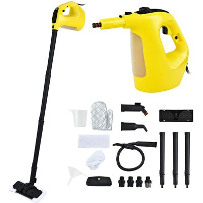Costway - 1400W Multipurpose Pressurized Steam Cleaner Mop W/ 17 Pieces Accessories - Yellow Costway - 1400W Multipurpose Pressurized Steam Cleaner Mop W/ 17 Pieces Accessories - Yellow