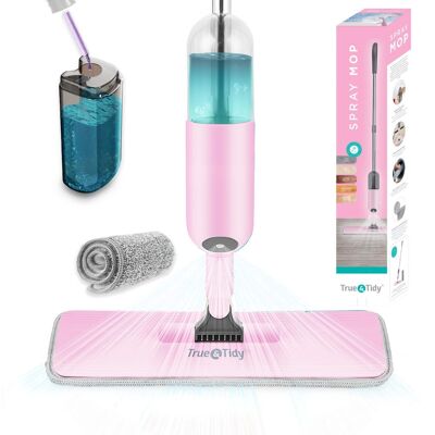 True & Tidy - Multi-Surface Spray Mop With Refillable Bottle - Pink True & Tidy - Multi-Surface Spray Mop With Refillable Bottle - Pink