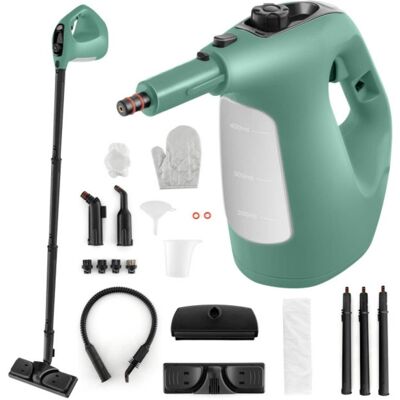 LUCKY ONE - 1400W Handheld Steam Cleaner 14 Accessories Child Lock Rapid Heat - Green LUCKY ONE - 1400W Handheld Steam Cleaner 14 Accessories Child Lock Rapid Heat - Green