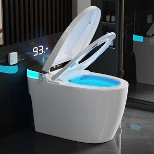 Dyonery - Modern integrated toilet, manual lid opening, with heated toilet seat and foot-sensing flushing - White Dyonery - Modern integrated toilet, manual lid opening, with heated toilet seat and foot-sensing flushing - White