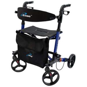 iLIVING - ILG-622 Foldable Upright Rollator Walker, Lightweight Mobility Aid, Seat & Backrest, Front Bag, Dual Brakes with Lock - Black iLIVING - ILG-622 Foldable Upright Rollator Walker, Lightweight Mobility Aid, Seat & Backrest, Front Bag, Dual Brakes with Lock - Black
