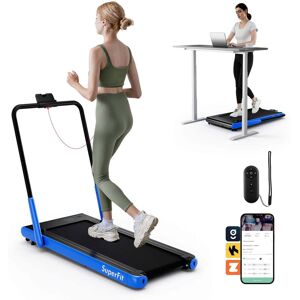 Costway - 3-in-1 Folding Treadmill with Smart Apps Remote Control LED Display and Speakers - Blue Costway - 3-in-1 Folding Treadmill with Smart Apps Remote Control LED Display and Speakers - Blue