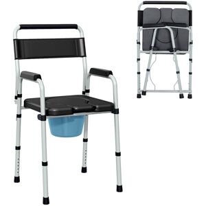 Homcom - 4 in 1 Bedside Commode Shower Chair Portable Toilet Raised Toilet Seat with Handle for Seniors, Adults, Handicap - Black Homcom - 4 in 1 Bedside Commode Shower Chair Portable Toilet Raised Toilet Seat with Handle for Seniors, Adults, Handicap - Black