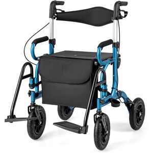Costway - 2-in-1 Rollator Walker for Seniors with Seat 9" Pneumatic Tires for All Terrain - Navy Costway - 2-in-1 Rollator Walker for Seniors with Seat 9" Pneumatic Tires for All Terrain - Navy