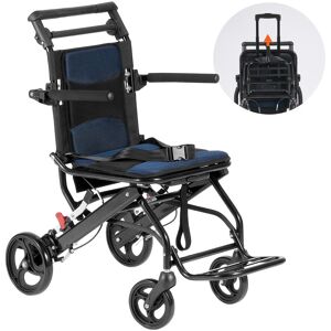 VEVOR - Wheelchair, Aluminum Alloy Ultra-Lightweight Transport Chair for Adults, Foldable with Flip-Back Desk-Length Arms - Blue+Black VEVOR - Wheelchair, Aluminum Alloy Ultra-Lightweight Transport Chair for Adults, Foldable with Flip-Back Desk-Length Arms - Blue+Black