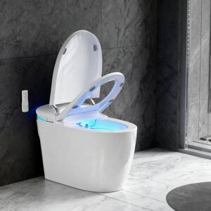 Dyonery - Smart Toilet with Tank, Voice Control, Auto Lid, Foot Flush, Instant Wash, Heated Seat, Warm Air Dry, Blue Light - White Dyonery - Smart Toilet with Tank, Voice Control, Auto Lid, Foot Flush, Instant Wash, Heated Seat, Warm Air Dry, Blue Light - White