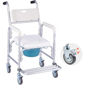 VEVOR - Bedside Commode Chair with Wheels, 350 lbs Capacity, 4-in-1 Portable Toilet and Raised Toilet Seat with Padded Seat - White VEVOR - Bedside Commode Chair with Wheels, 350 lbs Capacity, 4-in-1 Portable Toilet and Raised Toilet Seat with Padded Seat - White