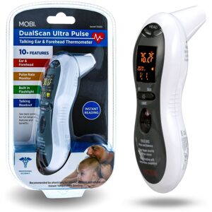 MOBI - DualScan Ultra Pulse Talking Ear & Forehead Thermometer + Heart Rate Monitor - White MOBI - DualScan Ultra Pulse Talking Ear & Forehead Thermometer + Heart Rate Monitor - White
