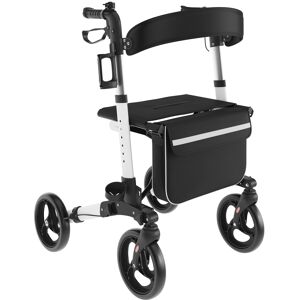 Emma + Oliver - Ramsey Rollator Walker with Lightweight, Height-Adjust, Foldable Frame, Three-Setting Hand Brake System, 360° Swivel - White and Black Emma + Oliver - Ramsey Rollator Walker with Lightweight, Height-Adjust, Foldable Frame, Three-Setting Hand Brake System, 360° Swivel - White and Black
