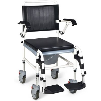 Costway - 4-in-1 Bedside Commode Chair Commode Wheelchair with Detachable Bucket - Black Costway - 4-in-1 Bedside Commode Chair Commode Wheelchair with Detachable Bucket - Black