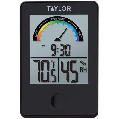 Taylor - Comfort Level Hygrometer Digital Thermometer Plastic Black 3.54 in. Taylor - Comfort Level Hygrometer Digital Thermometer Plastic Black 3.54 in.