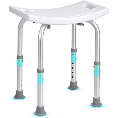 VEVOR - Shower Chair, Adjustable Height Shower Stool with Built-in Handles, Shower Seat for Inside Shower - Silver;White VEVOR - Shower Chair, Adjustable Height Shower Stool with Built-in Handles, Shower Seat for Inside Shower - Silver;White