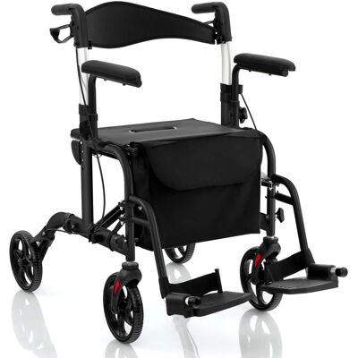 Costway - Folding Rollator Walker with Seat & 8" Wheels Supports up to 300 lbs - Black Costway - Folding Rollator Walker with Seat & 8" Wheels Supports up to 300 lbs - Black