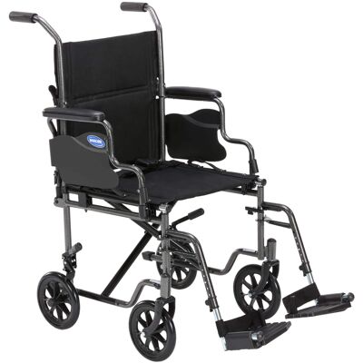 Invacare - Transport Wheelchair w/19" Seat, Flip-Back Removable Arms, Seatbelt, Swing-Away Footrests - Black Invacare - Transport Wheelchair w/19" Seat, Flip-Back Removable Arms, Seatbelt, Swing-Away Footrests - Black