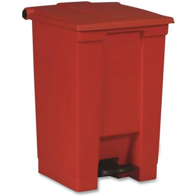 RubberMaid - Indoor Utility Step-On Waste Container, 12 gal, Plastic, Red RubberMaid - Indoor Utility Step-On Waste Container, 12 gal, Plastic, Red