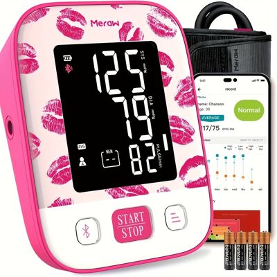 Meraw - Cedar Blood Pressure Monitor, Arm Cuff 8.7–16.5", Bluetooth Tracking, Irregular Beat, FSA/HSA - Pink Meraw - Cedar Blood Pressure Monitor, Arm Cuff 8.7–16.5", Bluetooth Tracking, Irregular Beat, FSA/HSA - Pink