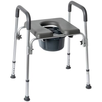 Emma + Oliver - Height Adjustable Portable Heavy Duty Commode and Shower Chair - Gray Emma + Oliver - Height Adjustable Portable Heavy Duty Commode and Shower Chair - Gray
