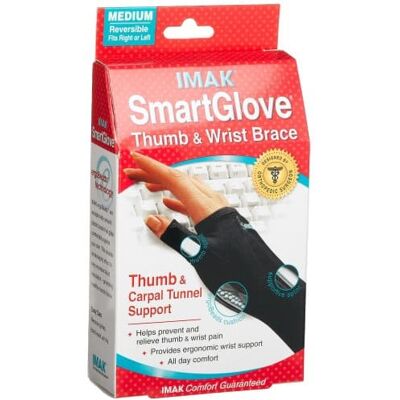 IMAK - Smart Glove, Thumb Support, Carpal Tunnel Support, Wrist Stabilizer, Medium, 2-Pack - Black IMAK - Smart Glove, Thumb Support, Carpal Tunnel Support, Wrist Stabilizer, Medium, 2-Pack - Black