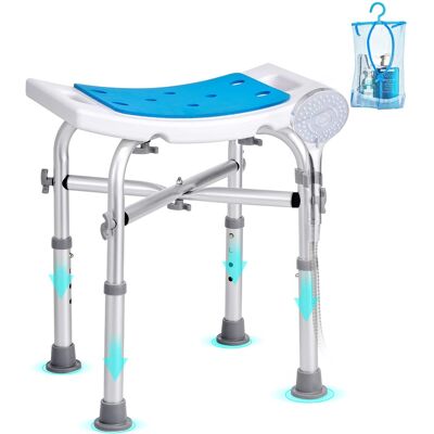 VEVOR - Shower Chair for Inside Shower, Adjustable Height Shower Stool with Crossbar Support, Shower Seat for Shower Tub - Silver;White VEVOR - Shower Chair for Inside Shower, Adjustable Height Shower Stool with Crossbar Support, Shower Seat for Shower Tub - Silver;White