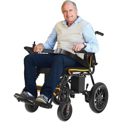 Brick Attic - Portable Electric Wheelchair for Adults, 20 Miles Longer Travel All Terrain Foldable Home Power Wheelchair for Seniors - Orange Brick Attic - Portable Electric Wheelchair for Adults, 20 Miles Longer Travel All Terrain Foldable Home Power Wheelchair for Seniors - Orange