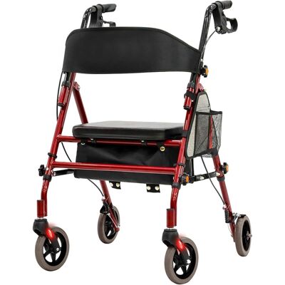Boyel Living - Lightweight Rollator Walker 350 lb Capacity 5-Position Height Hybrid Aluminum Carbon Steel Frame - Red Boyel Living - Lightweight Rollator Walker 350 lb Capacity 5-Position Height Hybrid Aluminum Carbon Steel Frame - Red