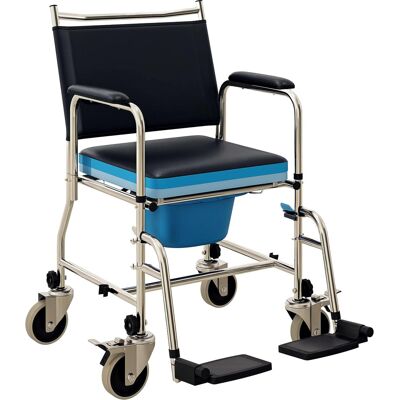 Homcom - Shower Chair, Bedside Commode Wheelchair with Padded Seat, Backrest, for Seniors, Disabled - Black Homcom - Shower Chair, Bedside Commode Wheelchair with Padded Seat, Backrest, for Seniors, Disabled - Black