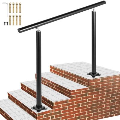 VEVOR - Outdoor Stair Railing Kit, 4 FT Handrails 1-4 Steps, Adjustable Angle Aluminum Stair Hand Rail for The Elderly - Black VEVOR - Outdoor Stair Railing Kit, 4 FT Handrails 1-4 Steps, Adjustable Angle Aluminum Stair Hand Rail for The Elderly - Black
